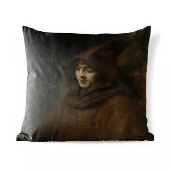 Подушка для улицы MuchoWow - сын Рембрандта Титус в монашеском облачении - Рембрандт ван Рейн - 40x40 см - защита от атмосферных воздействий - подушка для отдыха - чехол для подушки - хлопковая ткань - декоративные чехлы для подушек, мультиколор