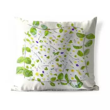 Подушка для улицы MuchoWow - типичные ботанические цветы и листья на сером фоне - 40x40 см - защита от атмосферных воздействий - подушка для отдыха - чехол для подушки - хлопчатобумажная ткань - декоративные чехлы для подушек, мультиколор