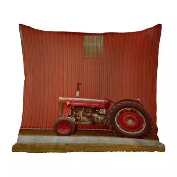 Подушка для улицы MuchoWow - Трактор - Сарай - Красный - Ферма - 60x60 см - Устойчивость к атмосферным воздействиям - Подушка для отдыха - Чехлы для подушек - Декоративные чехлы для подушек - Декоративные чехлы для подушек, мультиколор