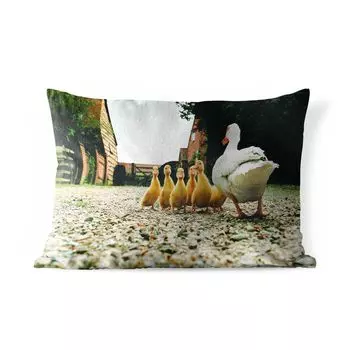 Подушка для улицы MuchoWow - Утка с мальчиками - 60x40 см - Устойчивость к атмосферным воздействиям - Подушка для отдыха - Чехлы для подушек - Декоративные чехлы для подушек - Декоративные чехлы для подушек, мультиколор