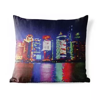Подушка для улицы MuchoWow - узор - город - свет - 50x50 см - защита от атмосферных воздействий - подушка для отдыха - чехол на подушку - хлопчатобумажная ткань - декоративные чехлы на подушки, мультиколор