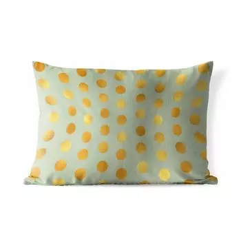 Подушка для улицы MuchoWow - Узор - Зеленый - Золото - В горошек - 50x30 см - Устойчивость к атмосферным воздействиям - Подушка для отдыха - Чехол на подушку - Хлопчатобумажная ткань - Декоративные наволочки, мультиколор