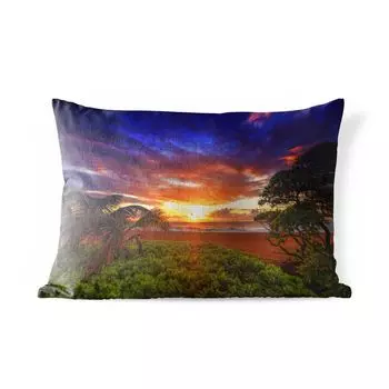 Подушка для улицы MuchoWow - Впечатляющий закат на Гавайях - 50x30 см - Устойчивость к атмосферным воздействиям - Подушка для отдыха - Чехол на подушку - Хлопчатобумажная ткань - Декоративные наволочки, мультиколор