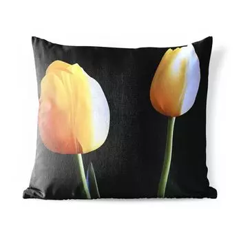 Подушка для улицы MuchoWow — векторная иллюстрация двух желтых тюльпанов — 50x50 см — защита от атмосферных воздействий — подушка для отдыха — чехол для подушки — хлопчатобумажная ткань — декоративные чехлы для подушек, мультиколор