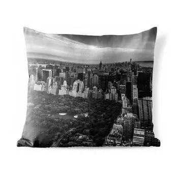 Подушка для улицы MuchoWow - вид с воздуха на Центральный парк, Нью-Йорк - черно-белый - 50x50 см - устойчивый к атмосферным воздействиям - подушка для отдыха - чехол для подушки - хлопчатобумажная ткань - декоративные чехлы для подушек, мультик...