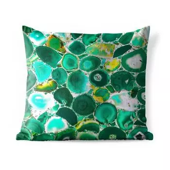 Подушка для улицы MuchoWow - зеленый агат крупным планом - 40x40 см - защита от атмосферных воздействий - подушка для отдыха - чехол на подушку - хлопчатобумажная ткань - декоративные чехлы на подушки, мультиколор