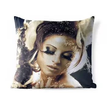 Подушка для улицы MuchoWow - Женщина - Золото - Тени для век - 60x60 см - Устойчивость к атмосферным воздействиям - Подушка для отдыха - Чехлы для подушек - Декоративные чехлы для подушек - Декоративные чехлы для подушек, мультиколор