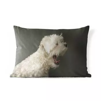 Подушка для улицы MuchoWow — Зияющий мальтийский щенок, вид сбоку — 50x30 см — Устойчивость к атмосферным воздействиям — Подушка для отдыха — Чехол на подушку — Хлопчатобумажная ткань — Декоративные наволочки, мультиколор