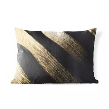 Подушка для улицы MuchoWow — золотистые полосы на черном фоне — 60x40 см — Защита от атмосферных воздействий — Подушка для отдыха — Чехлы для подушек — Декоративные чехлы для подушек — Декоративные чехлы для подушек, мультиколор