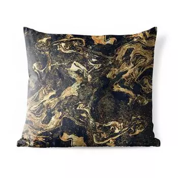 Подушка для улицы MuchoWow — Золото крупным планом с натуральным черным мрамором — 50x50 см — Устойчивость к атмосферным воздействиям — Подушка для отдыха — Чехол на подушку — Хлопчатобумажная ткань — Декоративные чехлы на подушки, мультиколор