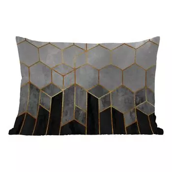 Подушка для улицы MuchoWow - Золото - Шестиугольник - Шик - Узор - Роскошь - 60x40 см - Устойчивость к атмосферным воздействиям - Подушка для отдыха - Чехлы для подушек - Декоративные чехлы для подушек - Декоративные чехлы для подушек, мультикол...