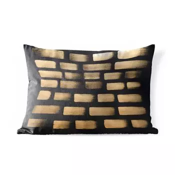 Подушка для улицы MuchoWow — Золотые полосы на черном фоне — 60x40 см — Устойчивость к атмосферным воздействиям — Подушка для отдыха — Чехлы для подушек — Декоративные чехлы для подушек — Декоративные чехлы для подушек, мультиколор