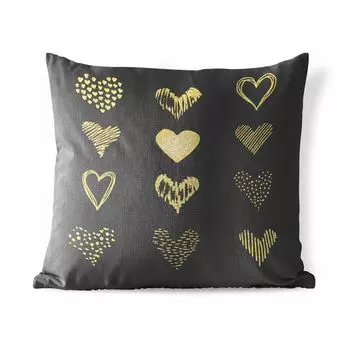 Подушка для улицы MuchoWow — Золотые сердечки на черной бумаге — 60x60 см — Устойчивость к атмосферным воздействиям — Подушка для отдыха — Чехлы для подушек — Декоративные чехлы для подушек — Декоративные чехлы для подушек, мультиколор