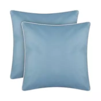 Подушка для улицы с окантовкой, комплект из 2 шт. (45 х 45 см) бирюзового цвета - декоративная подушка на молнии для сада - грязе- и водоотталкивающая - съемный чехол Bestlivings