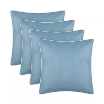Подушка для улицы с окантовкой, упаковка из 4 шт. (45 x 45 см) бирюзового цвета - декоративная подушка на молнии для сада - грязе- и водоотталкивающая - съемный чехол Bestlivings