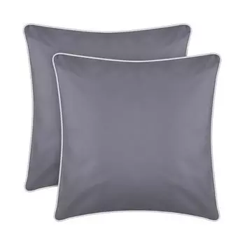 Подушка для улицы с окантовкой в комплекте из 2 шт. (45 х 45 см), темно-серого цвета - декоративная подушка на молнии для сада - грязе- и водоотталкивающая - съемный чехол Bestlivings