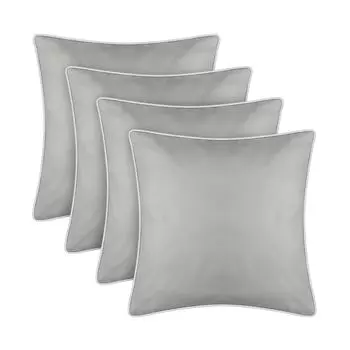 Подушка для улицы с окантовкой в упаковке из 4 шт. (45 х 45 см) бежевого цвета - декоративная подушка на молнии для сада - грязе- и водоотталкивающая - съемный чехол Bestlivings