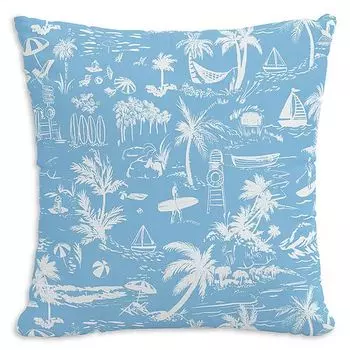 Подушка для улицы The Beach Toile синего цвета, 22 x 22 дюйма Cloth & Company, цвет Blue