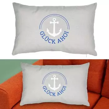 Подушка "Glck Ahoi" 50х30см серо-сине-белый хлопок полиэстер с наполнителем 280г диванная подушка приятная морская подушка Cepewa