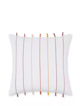 Подушка хлопковая с цепной вышивкой и бахромой 45х45см Coincasa, мультиколор