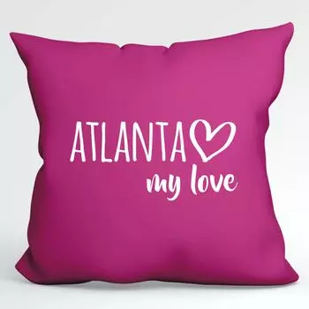 Подушка Huuraa Atlanta my love декоративная наволочка без наполнителя размер 40x40см цвета фуксии для всех поклонников Atlanta USA идея подарка для друзей и семьи Hellweg Druckerei