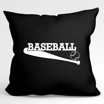 Подушка Huuraa Baseball Декоративная подушка для бейсбольной биты с наполнителем, размер 40 x 40 см, черная с мотивом для всех любителей бейсбола. Идея подарка для друзей и семьи Hellweg Druckerei