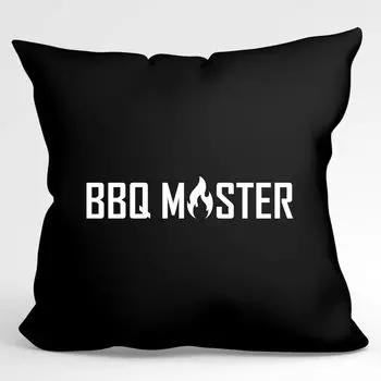 Подушка Huuraa BBQ master декоративная подушка для гриля с наполнителем 40х40см, черная с мотивом для всех мастеров гриля Hellweg Druckerei