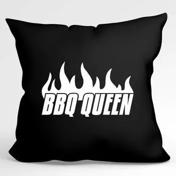 Подушка Huuraa BBQ Queen Flames декоративная подушка с наполнителем 40x40см черная с мотивом для всех мастеров гриля Hellweg Druckerei
