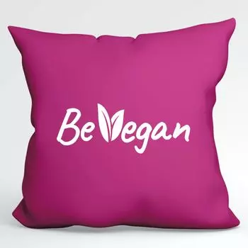 Подушка Huuraa Be Vegan Leaves Декоративная подушка с наполнителем Размер 40 x 40 см Цвет фуксии с мотивом для всех веганов Идея подарка для друзей и семьи Hellweg Druckerei