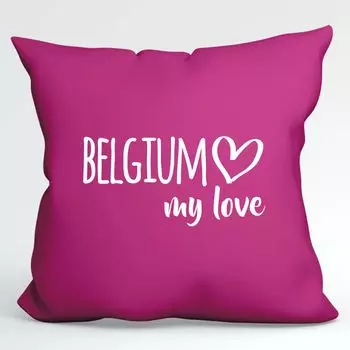 Подушка Huuraa Бельгия, моя любовь, декоративная подушка с наполнителем, размер 40х40см, цвет фуксии, для всех поклонников Бельгии. Идея подарка для друзей и семьи Hellweg Druckerei