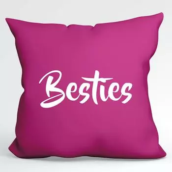 Подушка Huuraa Bestie Besty Декоративный чехол на подушку без наполнителя Размер 40 x 40 см Цвет фуксии с мотивом для лучшего друга Идея подарка для друзей и семьи Hellweg Druckerei