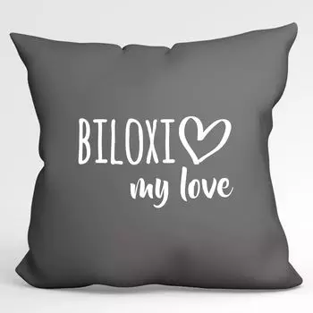 Подушка Huuraa Biloxi my love Декоративная наволочка без наполнителя размер 40x40см Steel Grey для всех поклонников Biloxi Live USA Идея подарка для друзей и семьи Hellweg Druckerei