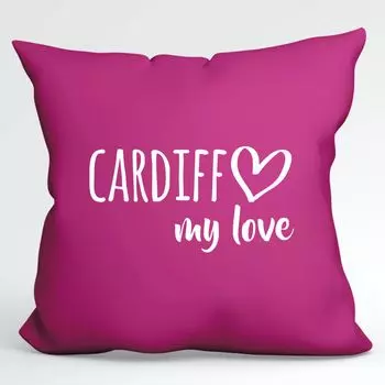Подушка Huuraa Cardiff my love декоративная подушка с наполнителем размером 40х40см цвета фуксии для всех любителей Кардиффа Уэльс идея подарка для друзей и семьи Hellweg Druckerei