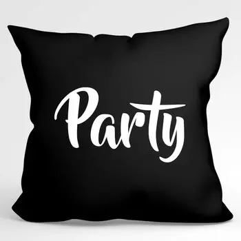 Подушка Huuraa Декоративная подушка для вечеринки с надписью и наполнителем, размер 40x40 см, черная, со стильным мотивом. Идея подарка для друзей и семьи Hellweg Druckerei