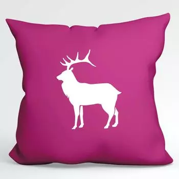 Подушка Huuraa Декоративная подушка с силуэтом оленя и наполнителем, размер 40 x 40 см, цвет фуксии, с мотивом для всех любителей животных. Идея подарка для друзей и семьи Hellweg Druckerei
