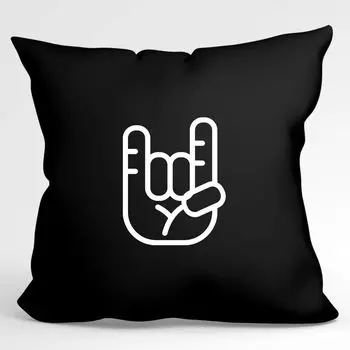 Подушка Huuraa Декоративный чехол на подушку с французской вилкой без наполнителя, размер 40 x 40 см, черный с мотивом для рокеров Идея подарка для друзей и семьи Hellweg Druckerei