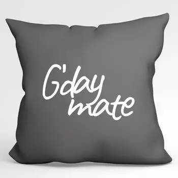 Подушка Huuraa G`day mate, декоративная наволочка без наполнителя, размер 40x40см, стально-серый цвет, с мотивом для всех любителей Австралии, идея подарка для друзей и семьи Hellweg Druckerei