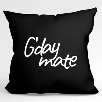 Подушка Huuraa G`day mate, декоративная подушка с наполнителем, размер 40х40см, черная с мотивом для всех любителей Австралии, идея подарка для друзей и семьи Hellweg Druckerei