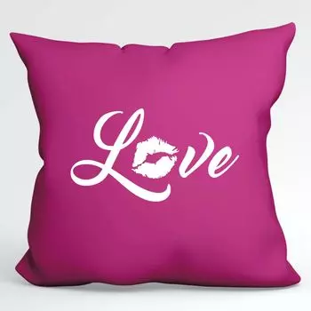 Подушка Huuraa Love Kiss Декоративный чехол на подушку без наполнителя Размер 40 x 40 см Цвет фуксии с мотивом для любимых Идея подарка для друзей и семьи Hellweg Druckerei
