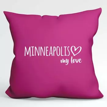 Подушка Huuraa Minneapolis my love декоративная наволочка без наполнителя размер 40x40см цвета фуксии для всех поклонников Миннеаполиса США идея подарка для друзей и семьи Hellweg Druckerei