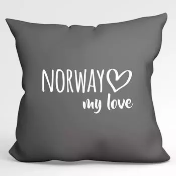Подушка Huuraa Норвегия моя любовь декоративная наволочка без наполнителя размер 40х40см Серый стальной для всех поклонников Норвегии идея подарка для друзей и семьи Hellweg Druckerei