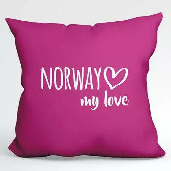 Подушка Huuraa Норвегия моя любовь декоративная подушка с наполнителем размер 40х40см цвета фуксии для всех любителей Норвегии идея подарка для друзей и семьи Hellweg Druckerei
