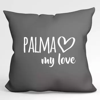 Подушка Huuraa Palma my love Декоративная подушка с наполнителем размером 40х40см Серый стальной для всех любителей Пальма-де-Майорка Испания Идея подарка для друзей и семьи Hellweg Druckerei