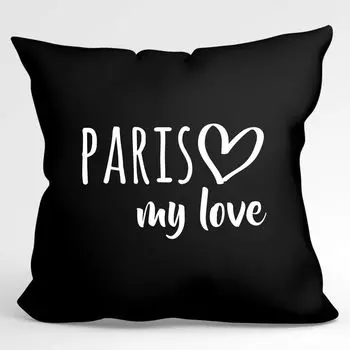 Подушка Huuraa Paris my love подушка декоративная подушка с наполнителем размер 40х40см черный для всех любителей Франции идея подарка для друзей и семьи Hellweg Druckerei