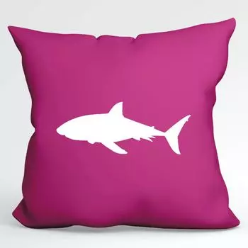 Подушка Huuraa Силуэт акулы Декоративная подушка с наполнителем Размер 40x40 см Цвет фуксии с мотивом для всех любителей животных Идея подарка для друзей и семьи Hellweg Druckerei