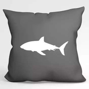 Подушка Huuraa Силуэт акулы Декоративный чехол для подушки без наполнителя Размер 40 x 40 см Серый стальной с мотивом для всех любителей животных Идея подарка для друзей и семьи Hellweg Druckerei