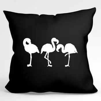 Подушка Huuraa Силуэт фламинго Декоративный чехол для подушки без наполнителя Размер 40 x 40 см Черный с мотивом для всех поклонников фламинго Идея подарка для друзей и семьи Hellweg Druckerei