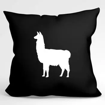 Подушка Huuraa Силуэт ламы Декоративная подушка с наполнителем Размер 40х40см Черный с мотивом для всех любителей животных Идея подарка для друзей и семьи Hellweg Druckerei