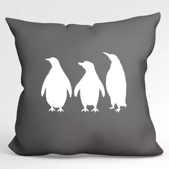 Подушка Huuraa Силуэт пингвинов Декоративная подушка с наполнителем Размер 40x40 см Серый стальной с мотивом для всех любителей животных Идея подарка для друзей и семьи Hellweg Druckerei