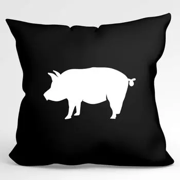 Подушка Huuraa Силуэт свиньи Декоративная подушка с наполнителем Размер 40x40 см Черный с мотивом для всех любителей животных Идея подарка для друзей и семьи Hellweg Druckerei